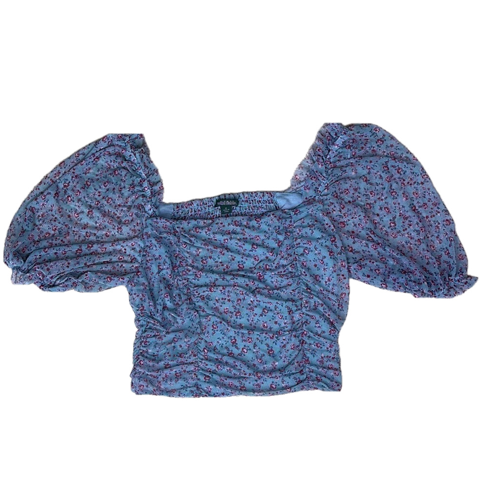 Wild Fable Crop Raglan Sleeve Stretch Floral Size Medium